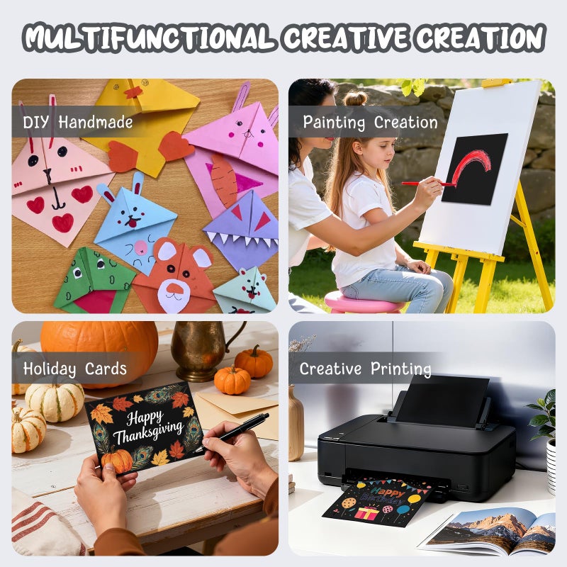 Aidunmis 40 Sheets Black Cardstock 8.5 x 11, Thick Card Stock Paper, Cardstock Printer Paper 8.5 x 11, 200 GSM Construction Paper 8 1/2 x 11, Black Card Stock for DIY Cards, Invitations, Business Cards - Image 5